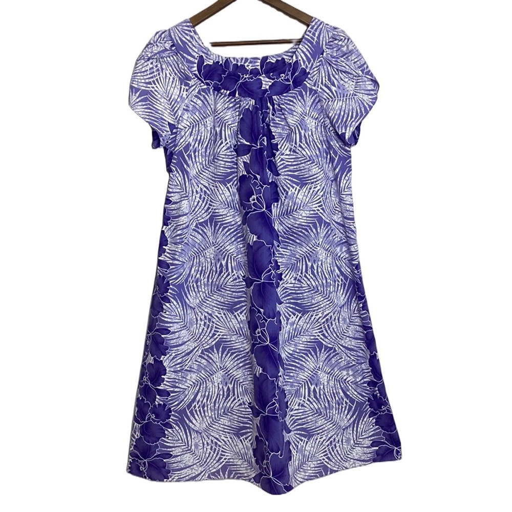 Royal Creations Hawaii Dress Womens XL Purple White Floral Muuumuu Loose Fit